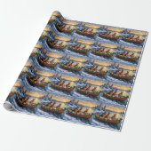 German Shepherd Christmas Boat Holiday Geschenkpapier (Ungerollt)