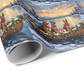 German Shepherd Christmas Boat Holiday Geschenkpapier (Rolleneckpunkt)