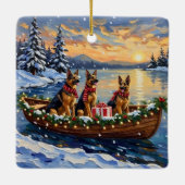 German Shepherd Christmas Boat Holiday Keramikornament (Rückseite)