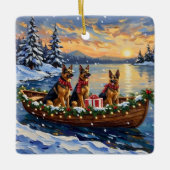German Shepherd Christmas Boat Holiday Keramikornament (Vorderseite)