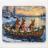 German Shepherd Christmas Boat Holiday Mousepad (Vorne)