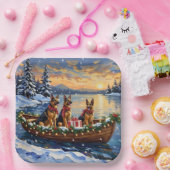 German Shepherd Christmas Boat Holiday Pappteller (Party)