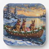 German Shepherd Christmas Boat Holiday Pappteller (Vorderseite)