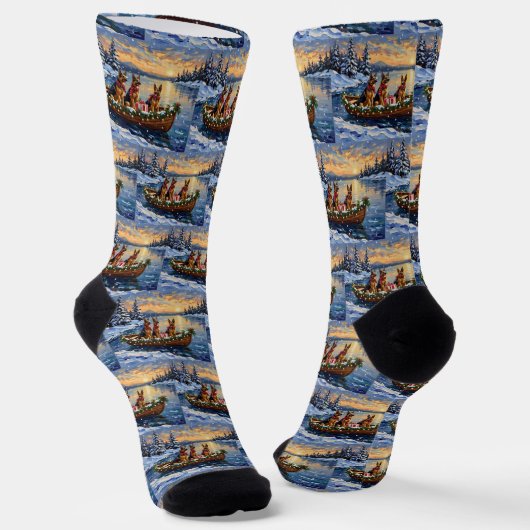 German Shepherd Christmas Boat Holiday Socken (Gewinkelt)