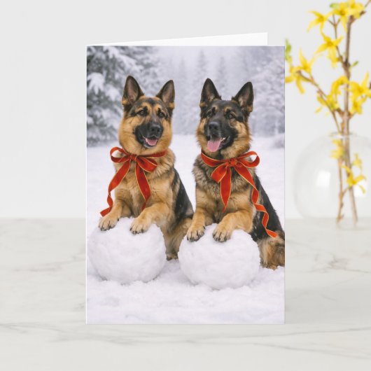 German Shepherd Christmas Card Karte (Gelbe Blume)