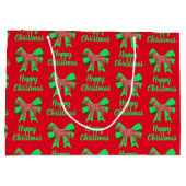 German Shepherd Christmas Dog & Green Bow Große Geschenktüte (Rückseite)