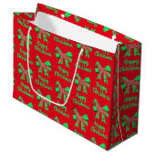 German Shepherd Christmas Dog & Green Bow Große Geschenktüte (Vorderseite Schrägansicht)