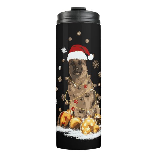 German Shepherd Christmas Dog Light Ugly Thermosbecher (Vorderseite)