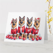 German Shepherd Christmas Dress Santa Hat Karte (Gelbe Blume)