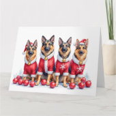 German Shepherd Christmas Dress Santa Hat Karte (Vorderseite)
