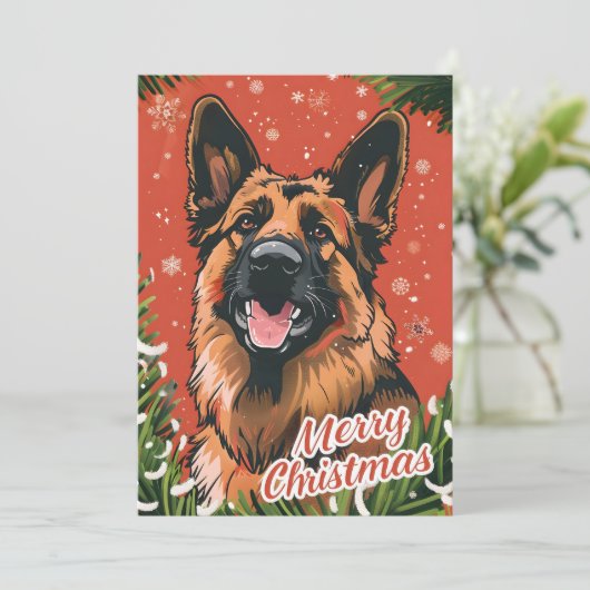 German Shepherd Christmas Feiertagskarte (Stehend Vorderseite)