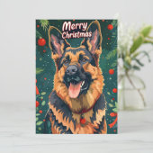 German Shepherd Christmas Feiertagskarte (Stehend Vorderseite)