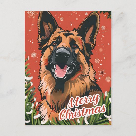 German Shepherd Christmas Feiertagspostkarte (Vorderseite)
