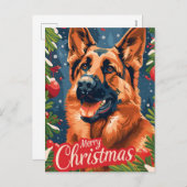 German Shepherd Christmas Feiertagspostkarte (Vorne/Hinten)