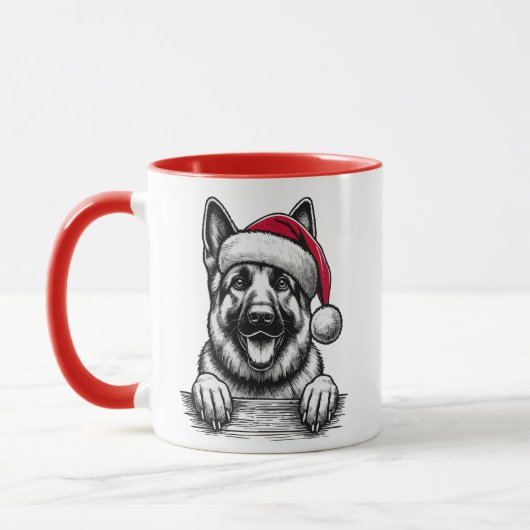 German Shepherd Christmas – Festive Dog Tasse (Links)
