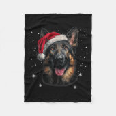German Shepherd Christmas Funny Santa Hat Dog Xmas Fleecedecke (Vorderseite)