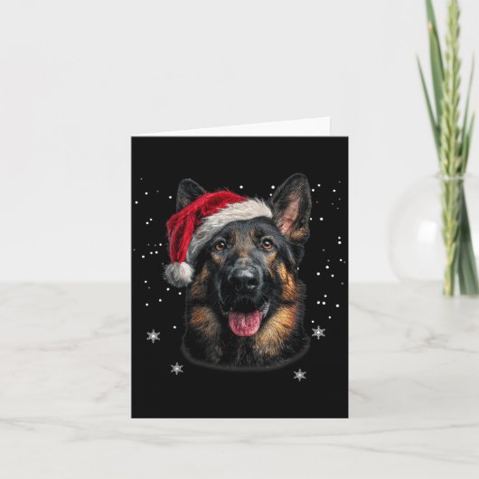 German Shepherd Christmas Funny Santa Hat Dog Xmas Karte (Vorderseite)