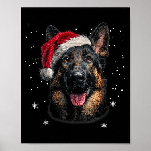 German Shepherd Christmas Funny Santa Hat Dog Xmas Poster (Vorne)