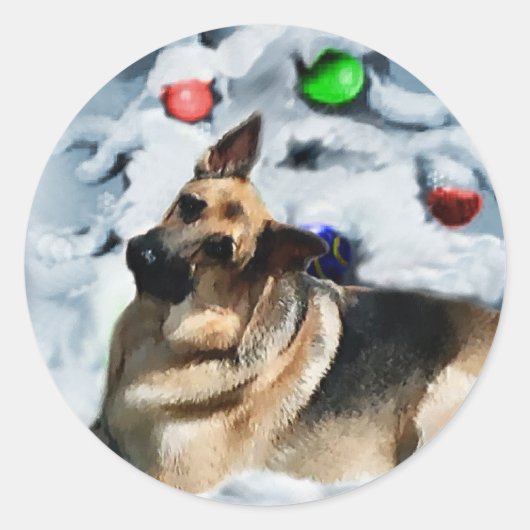 German Shepherd Christmas Geschenke Runder Aufkleber (Vorderseite)