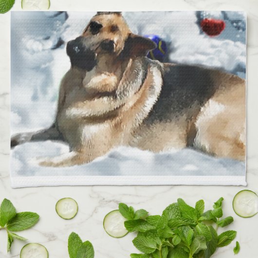 German Shepherd Christmas Handtuch (Gefaltet)