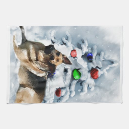 German Shepherd Christmas Handtuch (Horizontal)