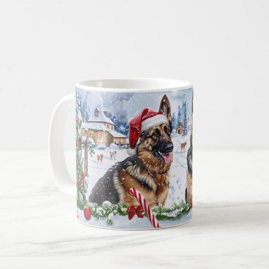 German Shepherd Christmas Kaffeetasse (Vorderseite Links)
