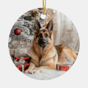 German Shepherd Christmas Keramik Ornament
