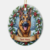 German Shepherd Christmas Keramik Ornament (Links)