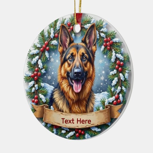 German Shepherd Christmas Keramik Ornament (Links)