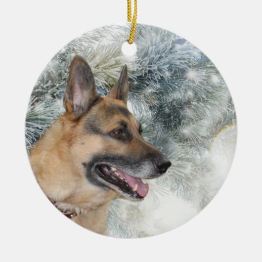 German Shepherd Christmas Keramik Ornament (Vorne)
