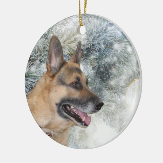 German Shepherd Christmas Keramik Ornament (Links)