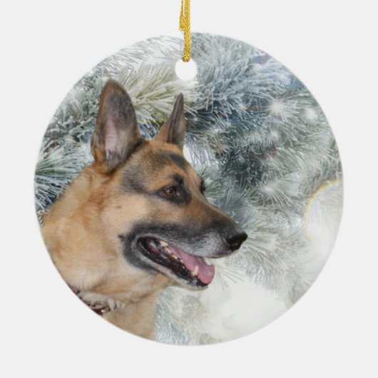 German Shepherd Christmas Keramik Ornament (Hinten)