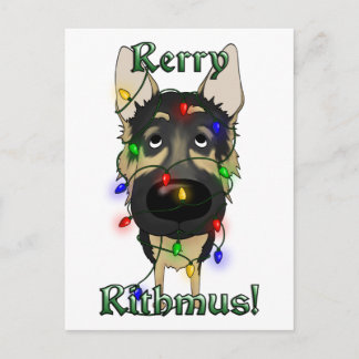 German Shepherd Christmas Lights Feiertagspostkarte