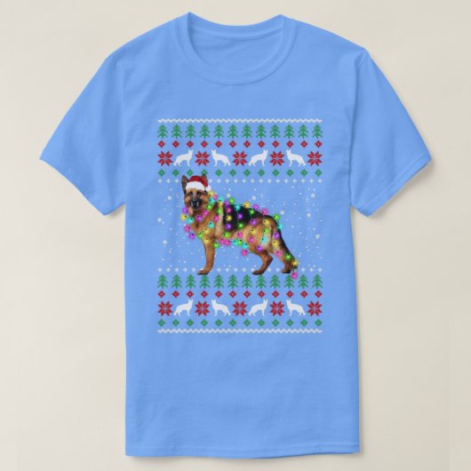 German Shepherd Christmas Lights T-Shirt (Design vorne)