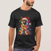 German Shepherd Christmas Lights Weihnachtsmannmüt T-Shirt (Vorderseite)