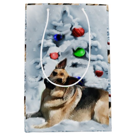 German Shepherd Christmas Mittlere Geschenktüte (Vorderseite)