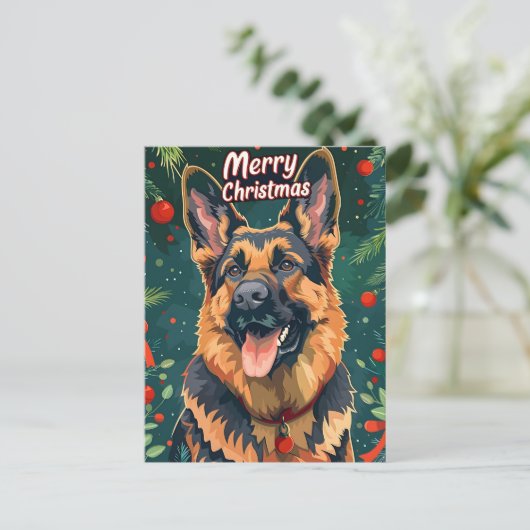 German Shepherd Christmas Postkarte (Stehend Vorderseite)