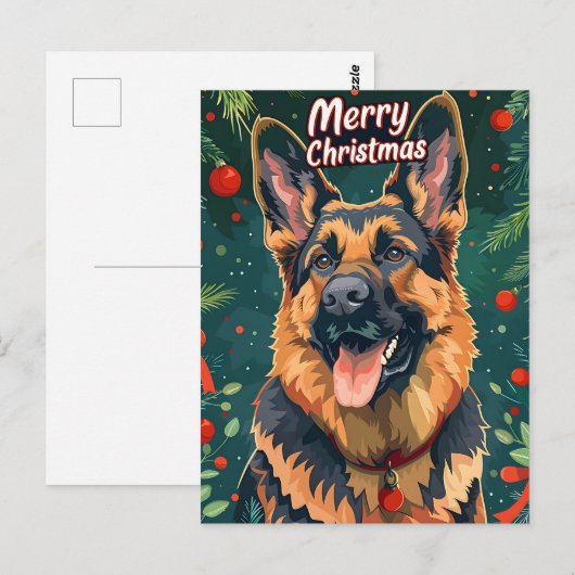 German Shepherd Christmas Postkarte (Vorne/Hinten)