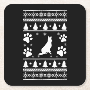 German Shepherd Christmas Rechteckiger Pappuntersetzer