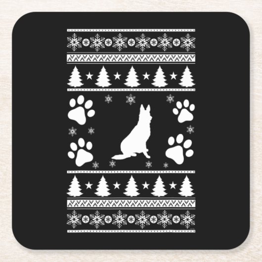 German Shepherd Christmas Rechteckiger Pappuntersetzer (Vorderseite)