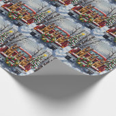 German Shepherd Christmas Red Truck Holiday Geschenkpapier (Ecke)