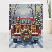 German Shepherd Christmas Red Truck Holiday Karte (Vorderseite)