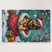 German Shepherd Christmas Santa Bag Adventure Puzzle (Horizontal)