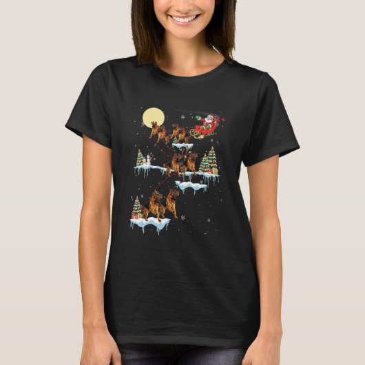 German Shepherd Christmas Santa Sleigh Dog T-Shirt (Vorderseite)