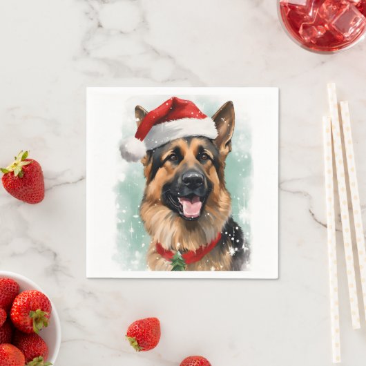 German Shepherd Christmas Serviette (Beispiel)