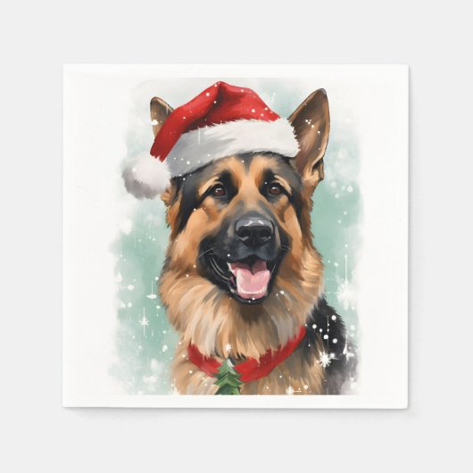 German Shepherd Christmas Serviette (Vorderseite)