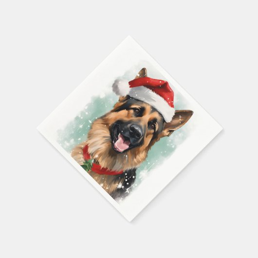 German Shepherd Christmas Serviette (Ecke)