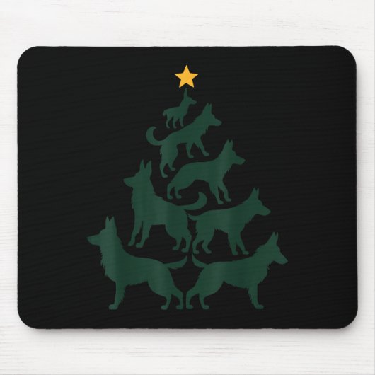 German Shepherd Christmas Tree Funny Gsd Dog Mom D Mousepad (Vorne)