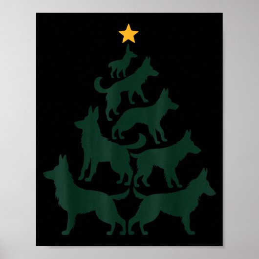 German Shepherd Christmas Tree Funny Gsd Dog Mom D Poster (Vorne)