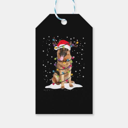 German Shepherd Christmas Tree Light Pajama Dog Geschenkanhänger (Vorderseite)